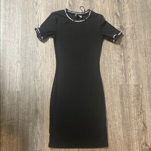 H&M Black Mini Dress with Logo Detail